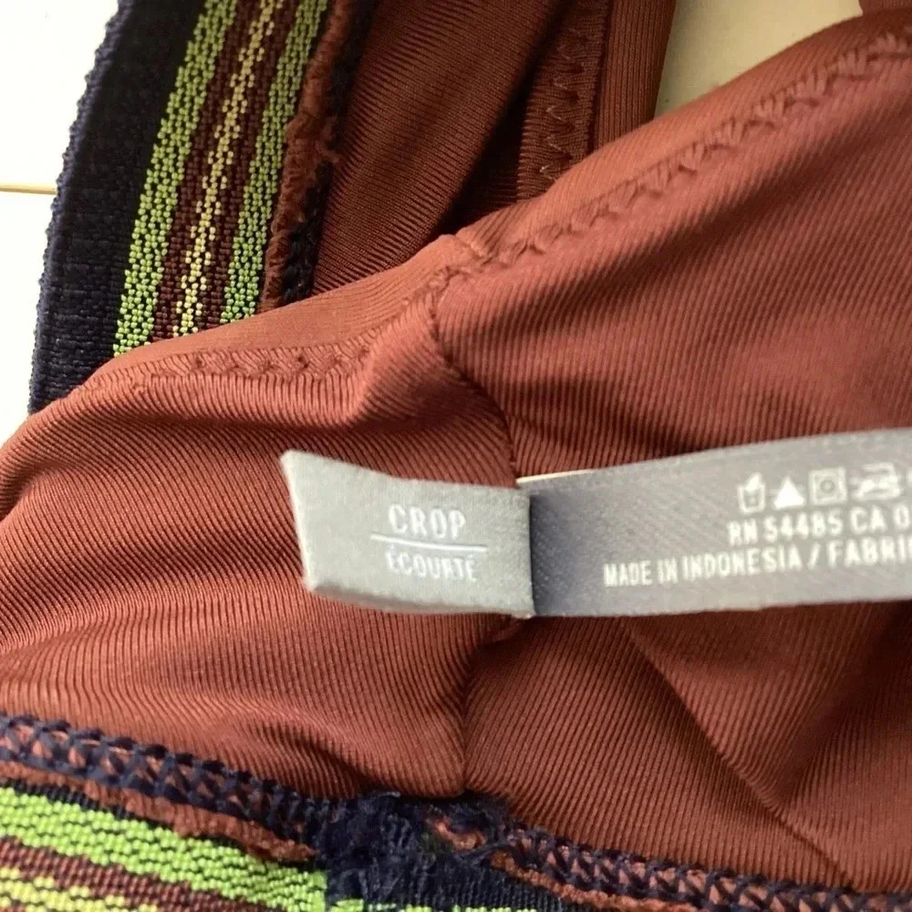 Aerie Racerback High Neck Swim Crop Top Brown
